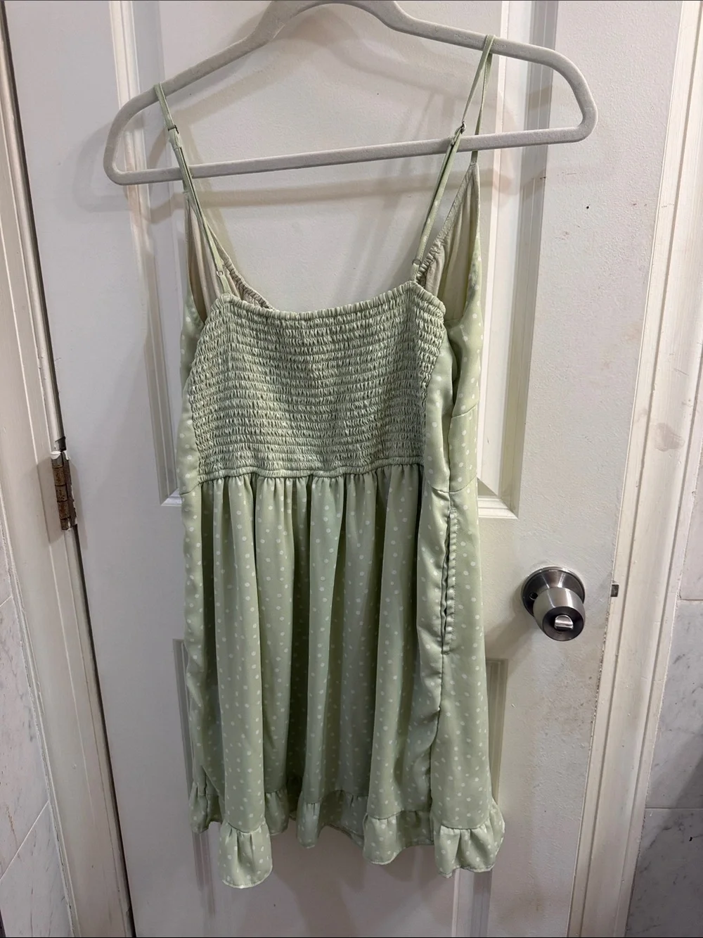 Abercrombie & Fitch Light Green Polka Dot Slip Dress